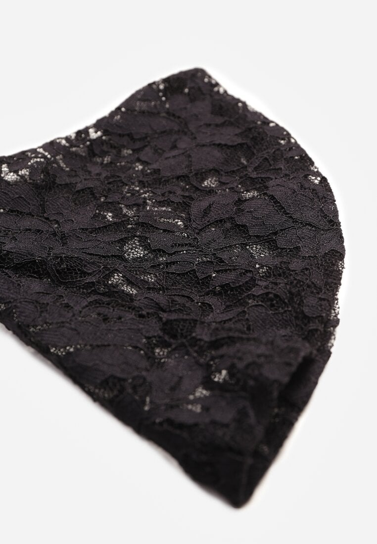 Czarna Elegancka Sukienka VICES z Koronki z Wiązaniem z Tyłu Drenvienne