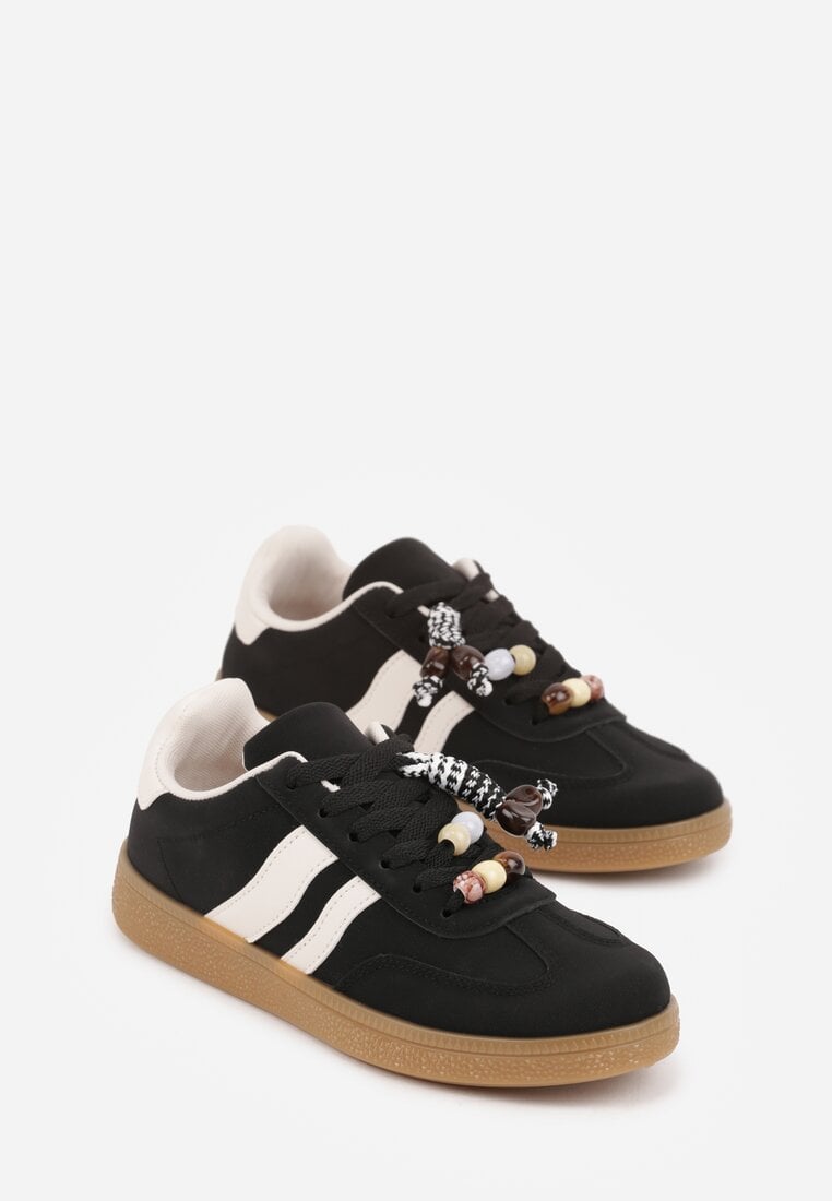 Czarne Sneakersy Typu Tenisówki Ozdobione Koralikami Daemeli