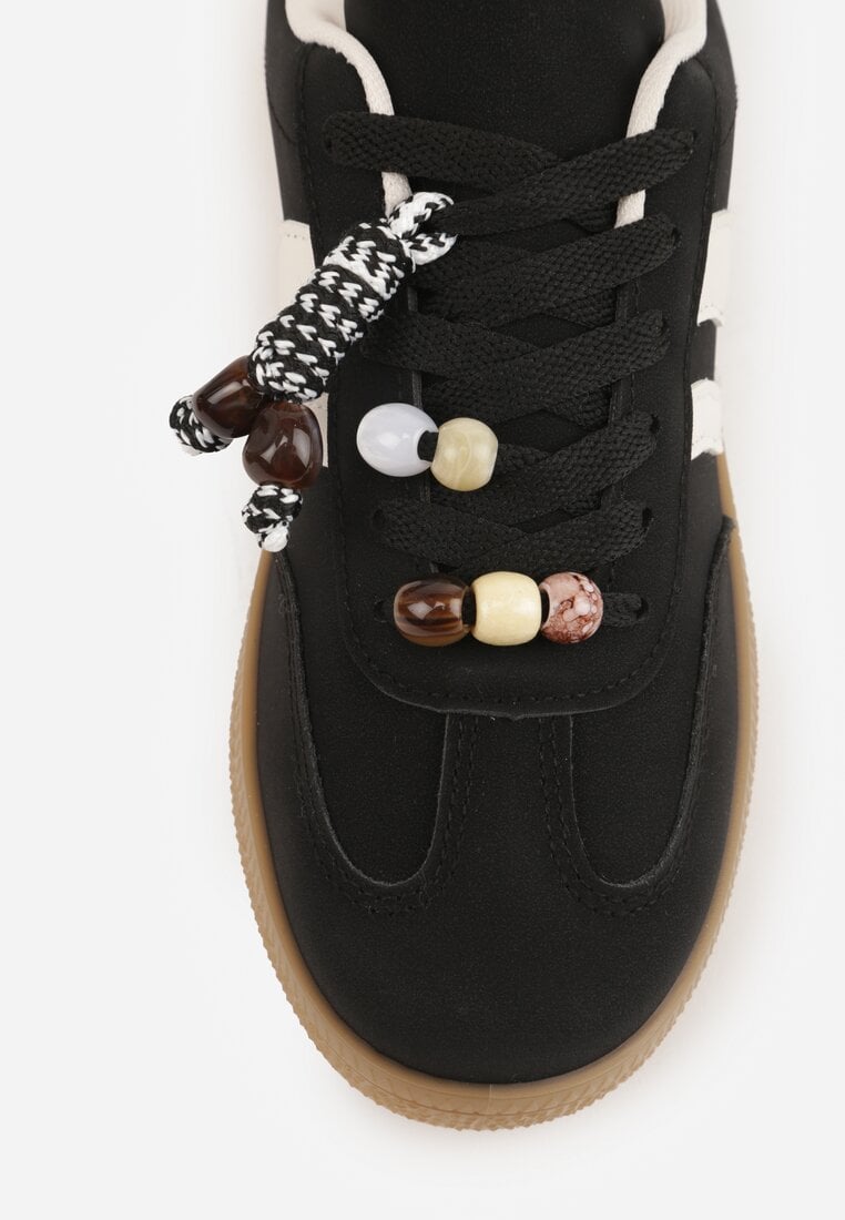 Czarne Sneakersy Typu Tenisówki Ozdobione Koralikami Daemeli
