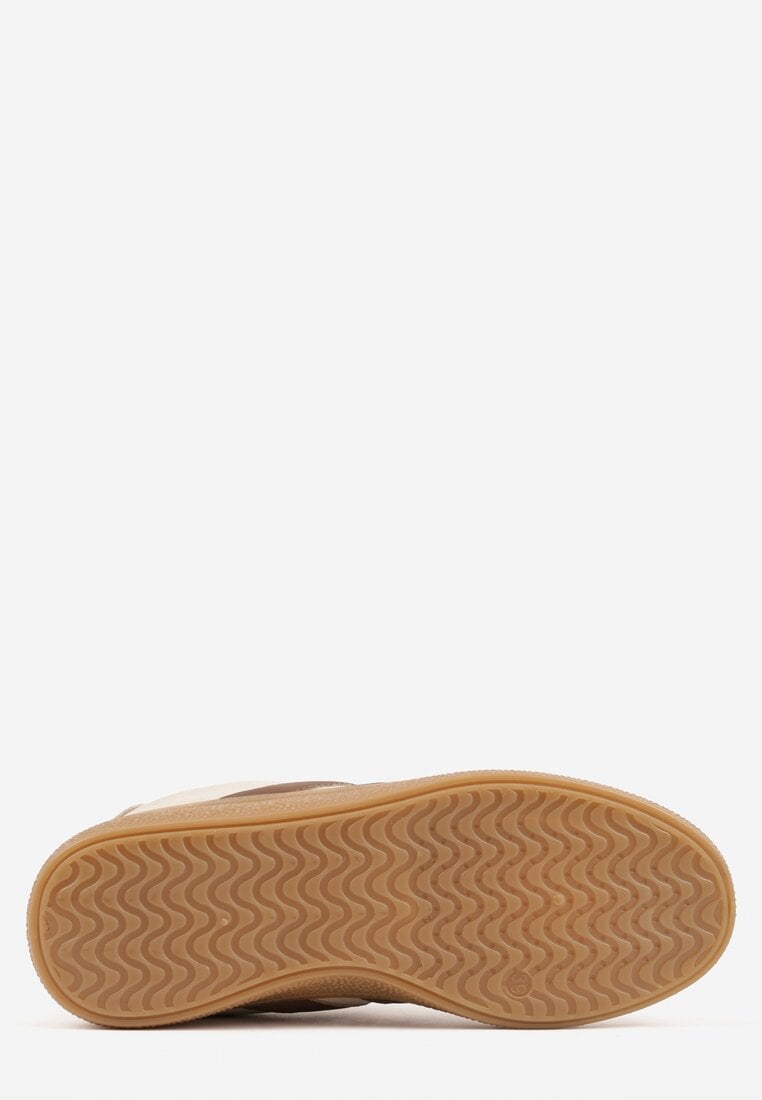 Ciemnobeżowe Sneakersy Typu Tenisówki Ozdobione Koralikami Daemeli