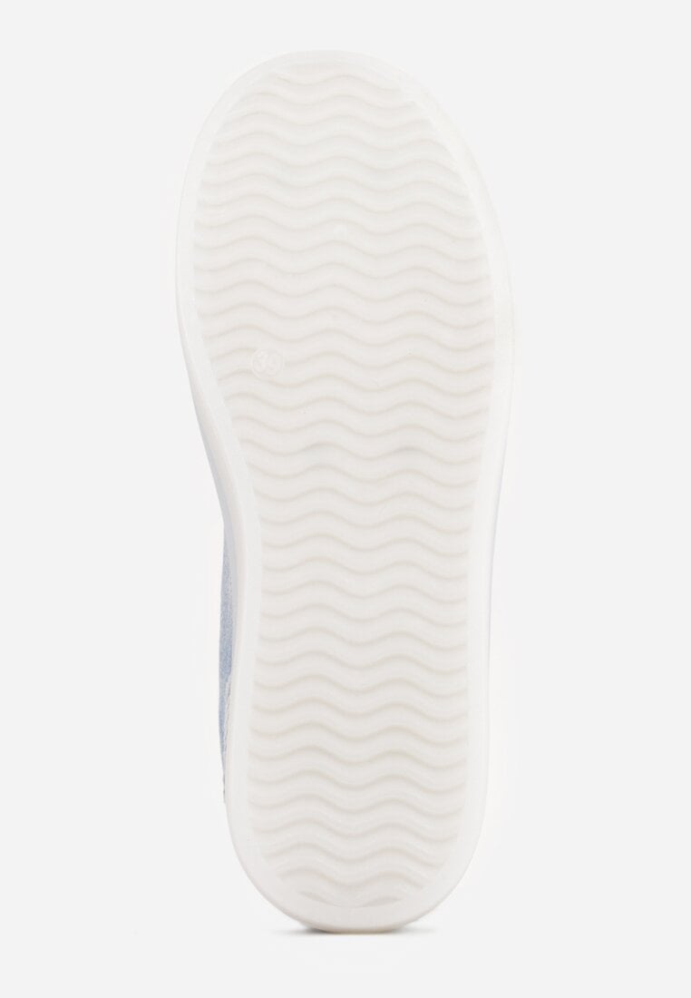 Niebieskie Sneakersy na Platformie z Denimu Nanore