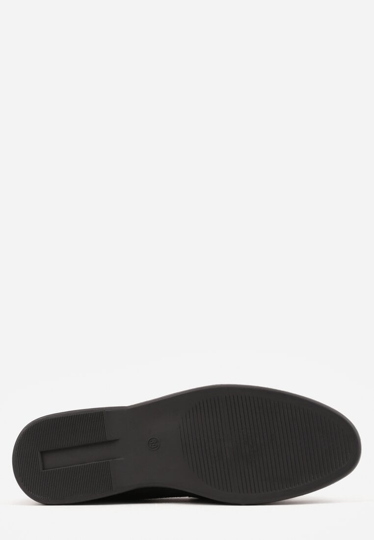 Czarne Mokasyny z Imitacji Zamszu z Zawieszką na Nosku Theophitos