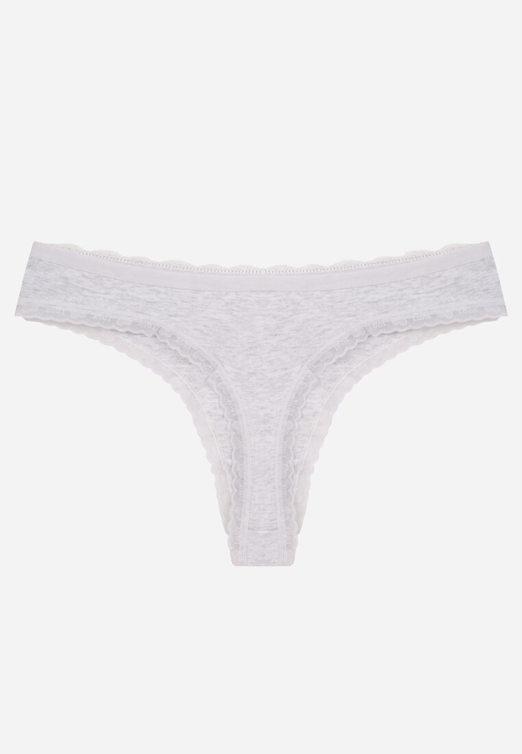 Szare Majtki Stringi z Bawełną z Koronką Aethimilia