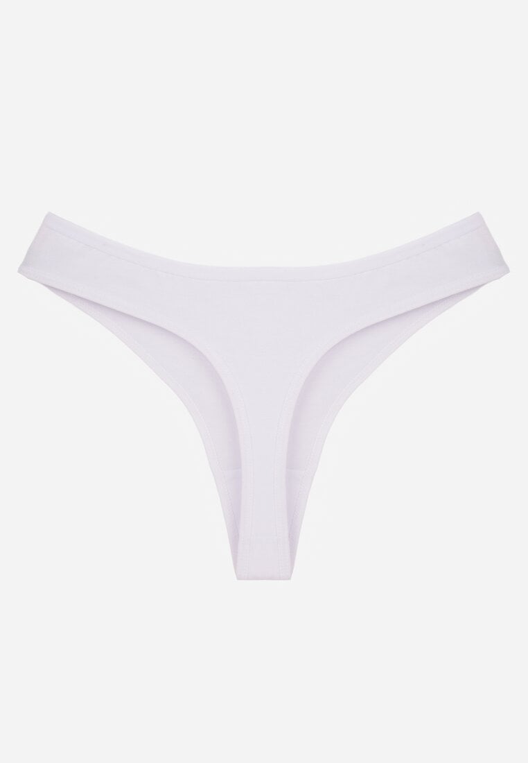 Białe Gładkie Majtki Stringi z Bawełną Chrysile