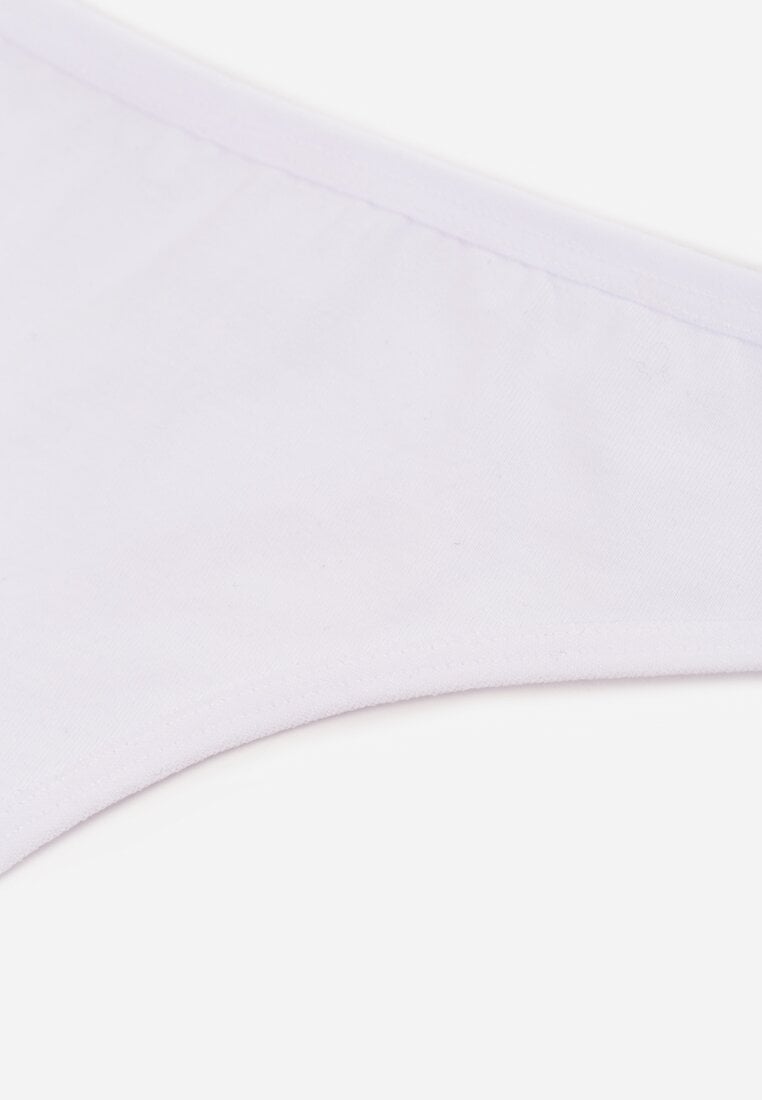 Białe Gładkie Majtki Stringi z Bawełną Chrysile