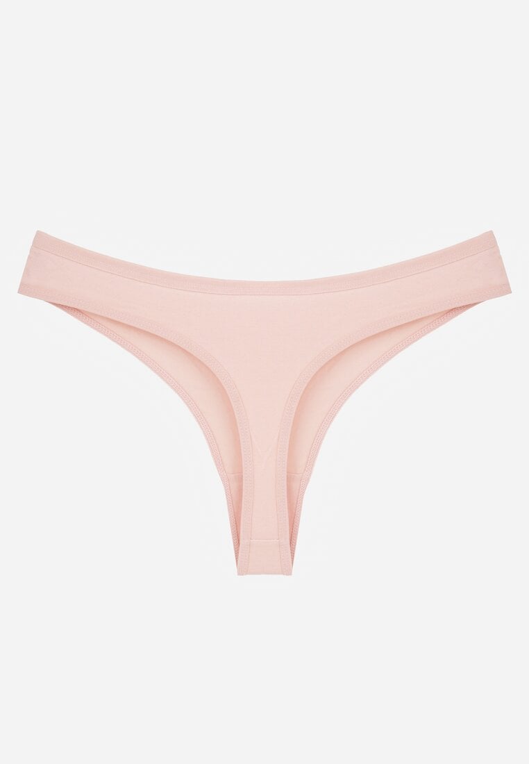 Różowe Gładkie Majtki Stringi z Bawełną Chrysile