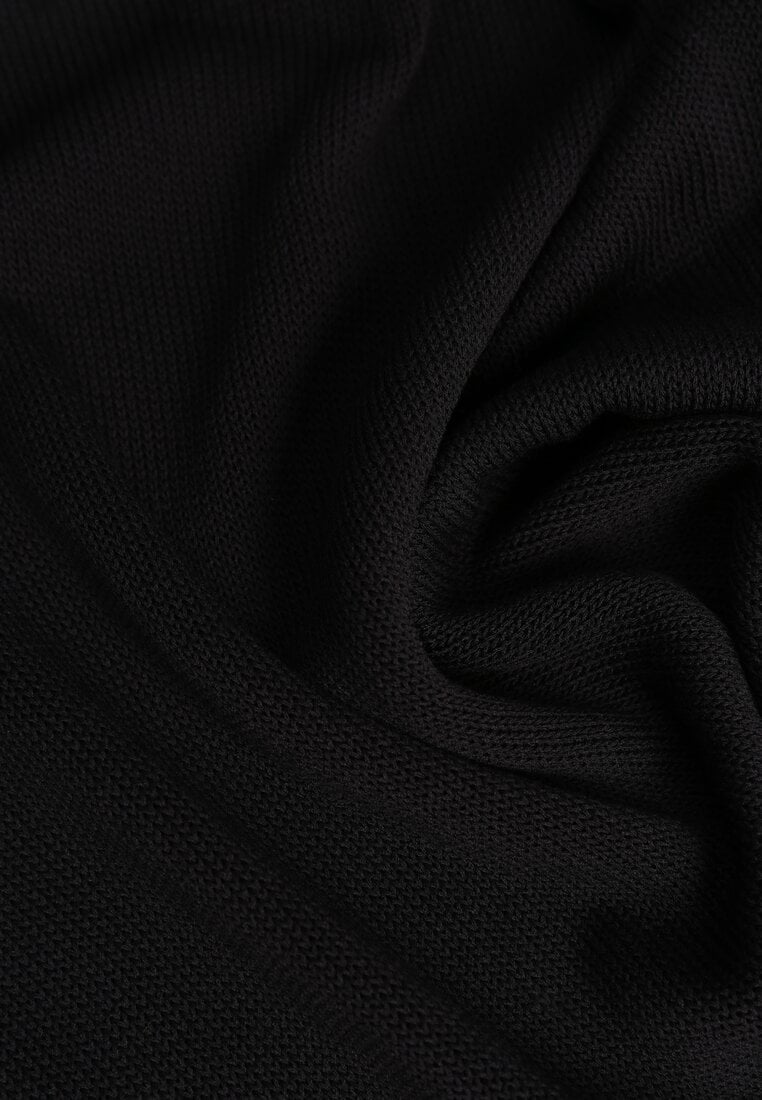 Czarna Wiskozowa Bluzka Bez Rękawów z Dzianiny Zdobiona Metaliczną Aplikacją Alutina