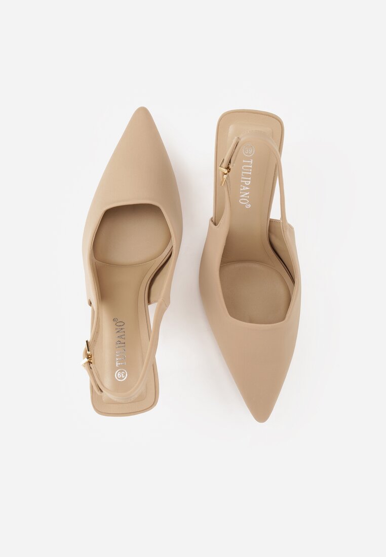 Beżowe Sandały na Szpilce w Stylu Slingback Kerlahne