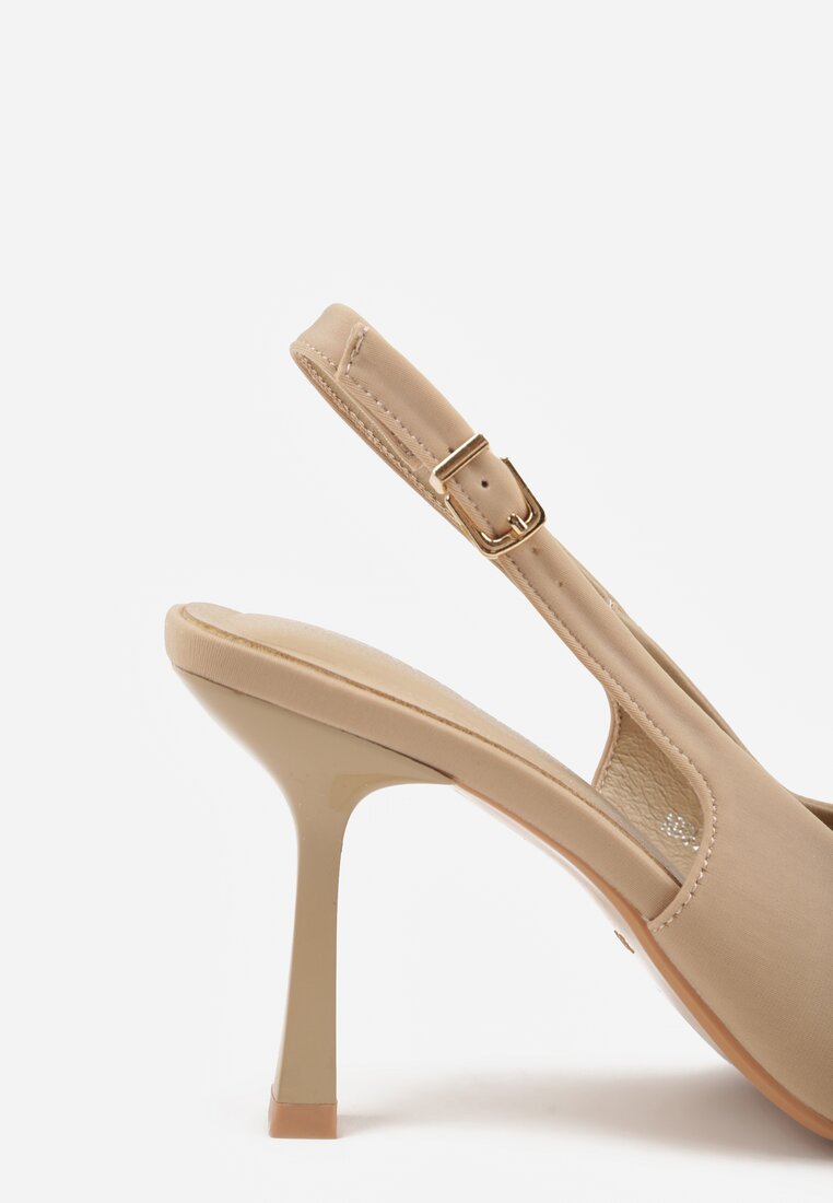 Beżowe Sandały na Szpilce w Stylu Slingback Kerlahne