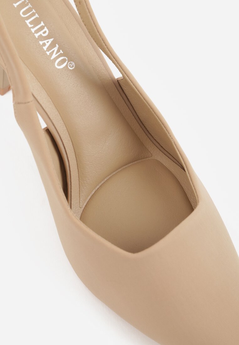 Beżowe Sandały na Szpilce w Stylu Slingback Kerlahne