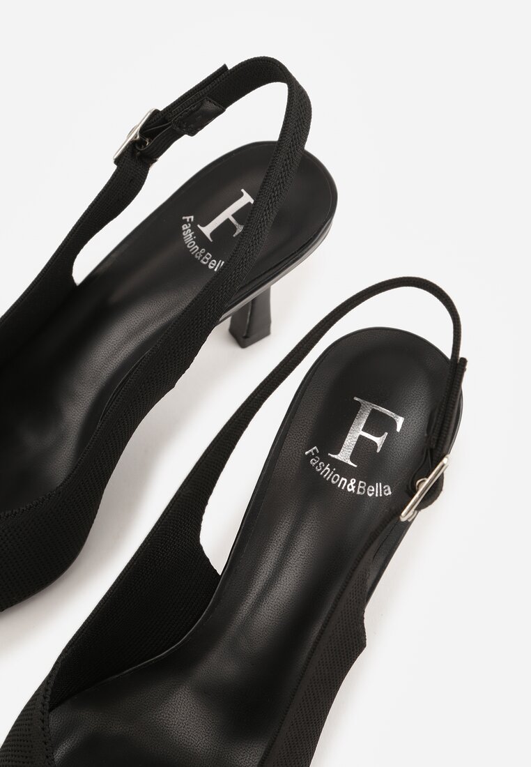 Czarne Plecione Sandały na Szpilce Savapheme