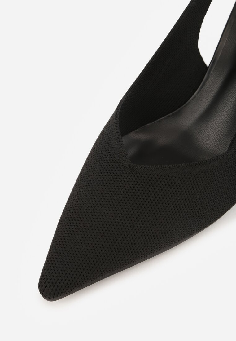 Czarne Plecione Sandały na Szpilce Savapheme