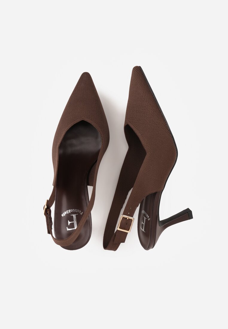 Brązowe Plecione Sandały na Szpilce Savapheme