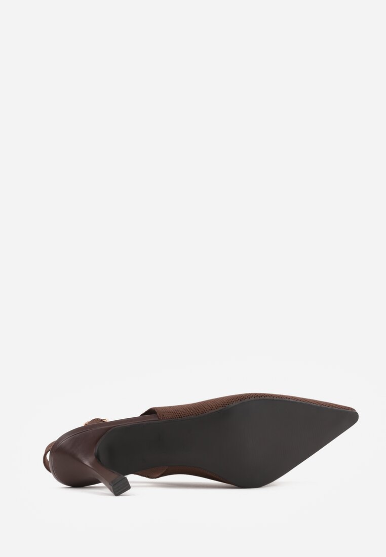 Brązowe Plecione Sandały na Szpilce Savapheme