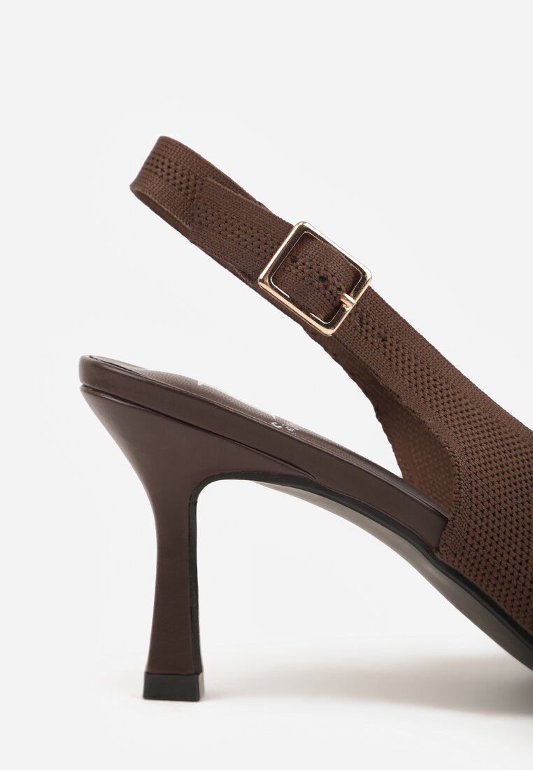 Brązowe Plecione Sandały na Szpilce Savapheme