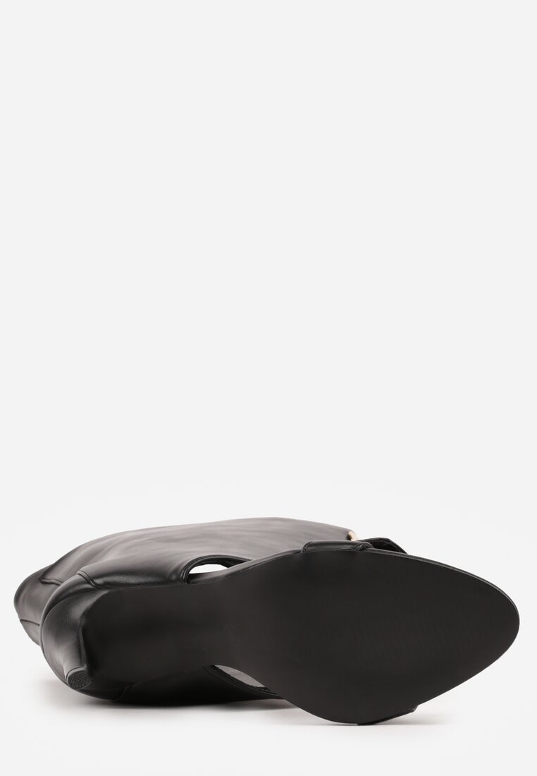 Czarne Sandały Typu Botki z Metalicznymi Klamrami Zaehlyss