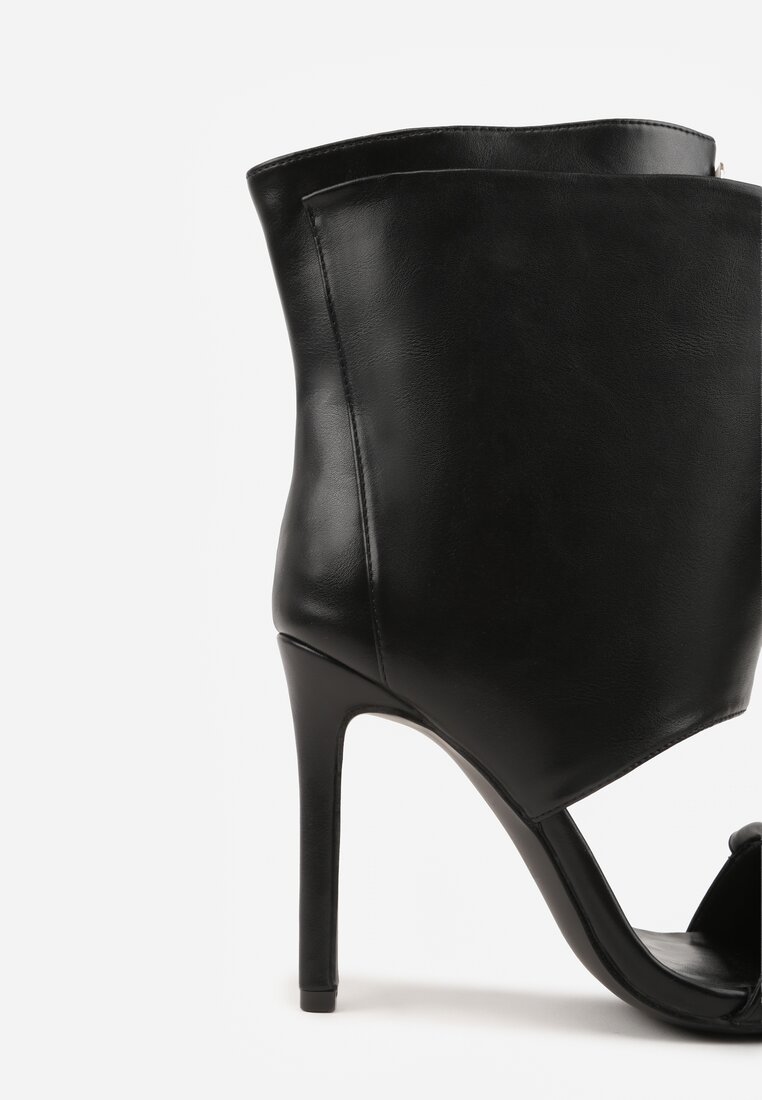 Czarne Sandały Typu Botki z Metalicznymi Klamrami Zaehlyss