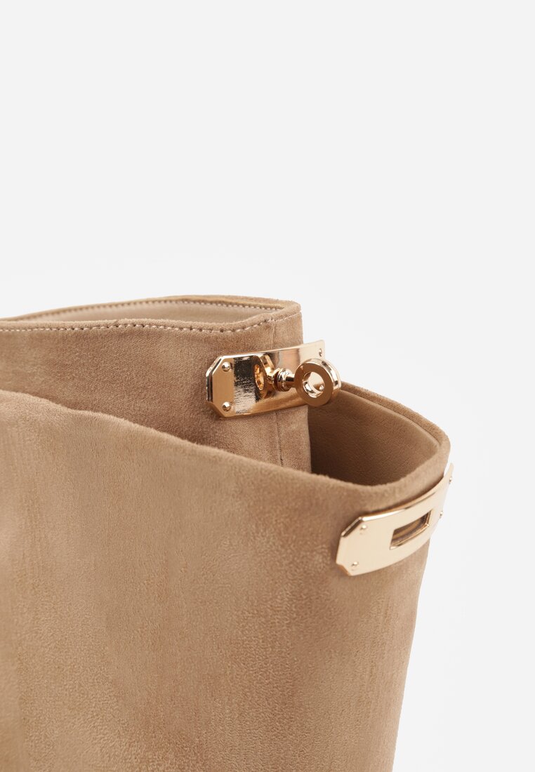 Brązowe Sandały Typu Botki z Metalicznymi Klamrami Zaehlyss