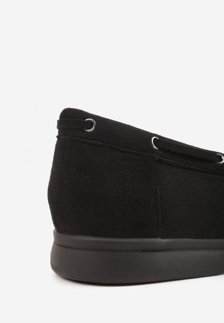 Czarne Mokasyny ze Sznurkiem i Kokardą Samiphia