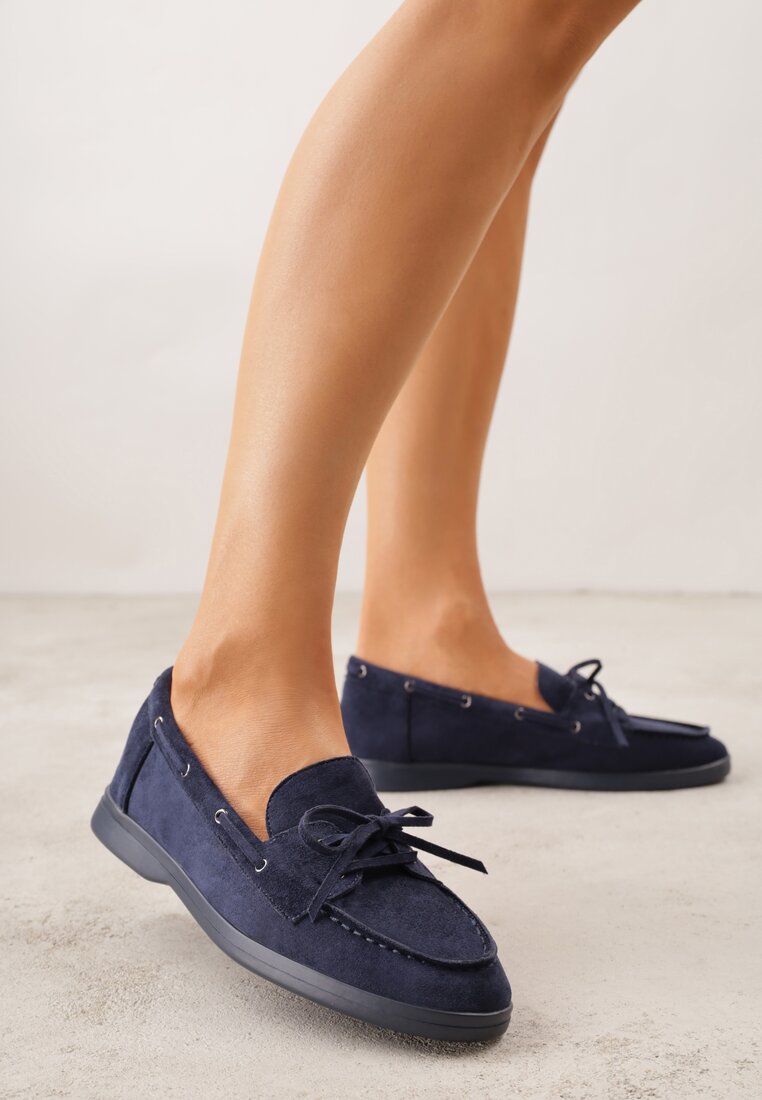 Niebieskie Mokasyny ze Sznurkiem i Kokardą Samiphia