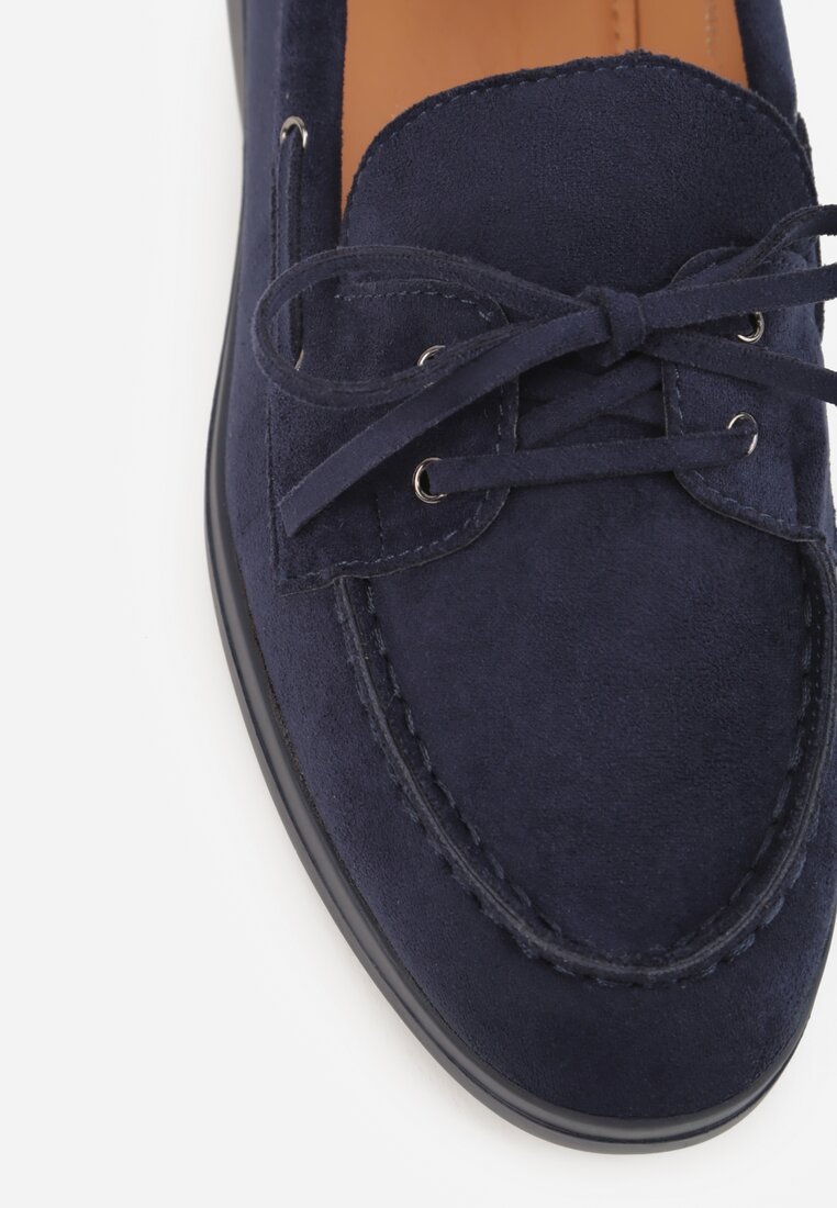 Niebieskie Mokasyny ze Sznurkiem i Kokardą Samiphia