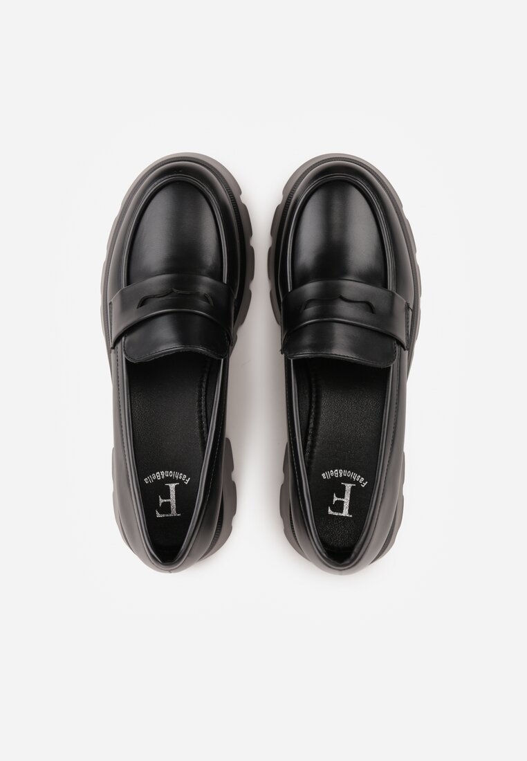 Czarne Mokasyny na Platformie z Tłoczeniem Guinelle