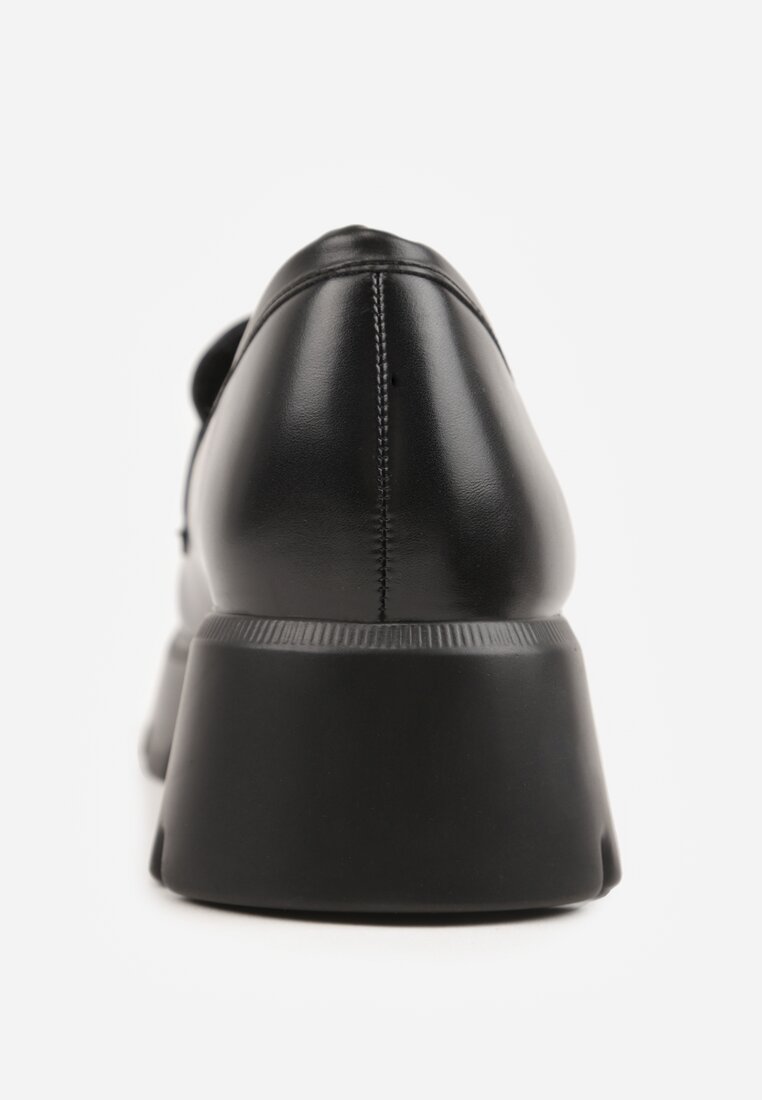 Czarne Mokasyny na Platformie z Tłoczeniem Guinelle