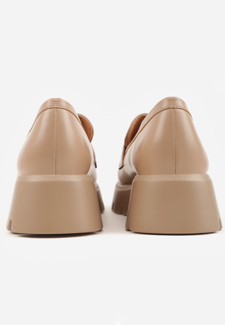 Ciemnobeżowe Mokasyny na Platformie z Tłoczeniem Guinelle