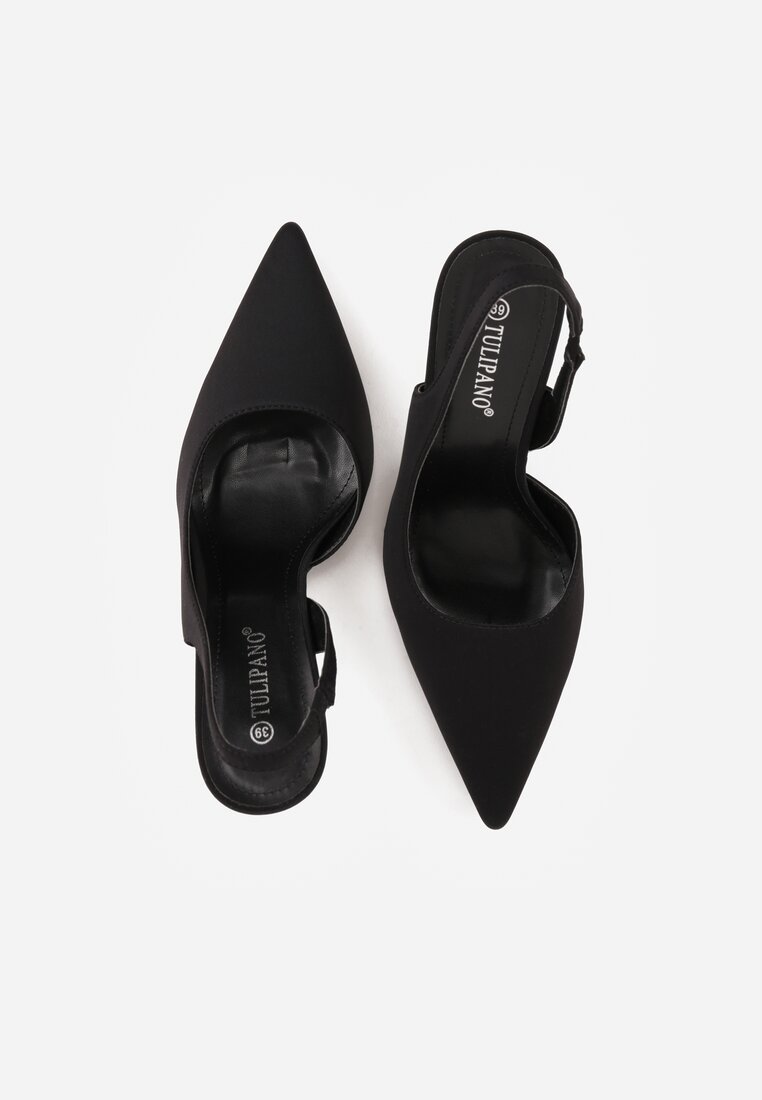 Czarne Casualowe Sandały na Szpilce Typu Slingback Lamigonia