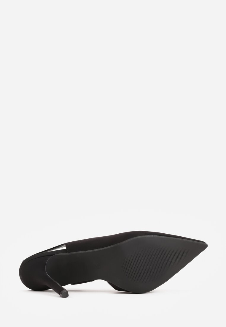 Czarne Casualowe Sandały na Szpilce Typu Slingback Lamigonia