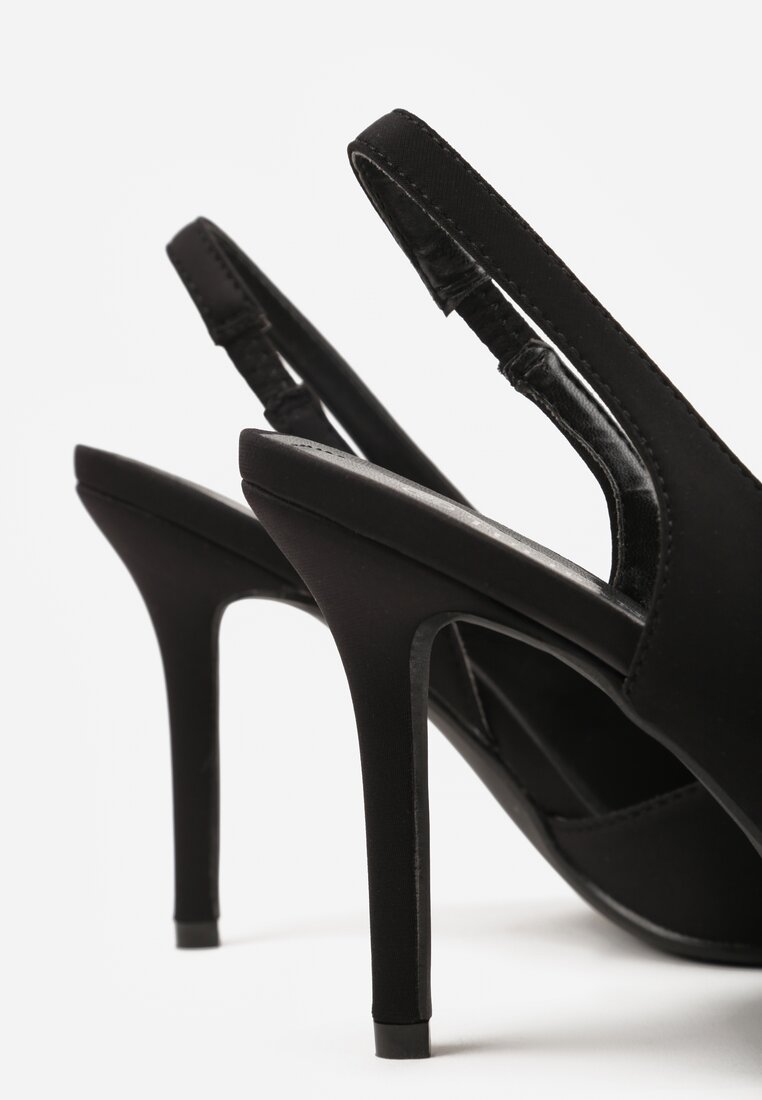 Czarne Casualowe Sandały na Szpilce Typu Slingback Lamigonia