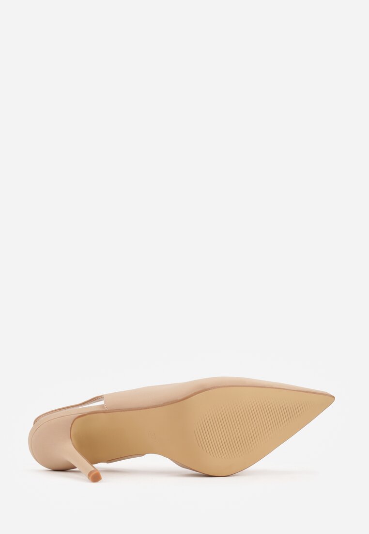 Beżowe Casualowe Sandały na Szpilce Typu Slingback Lamigonia