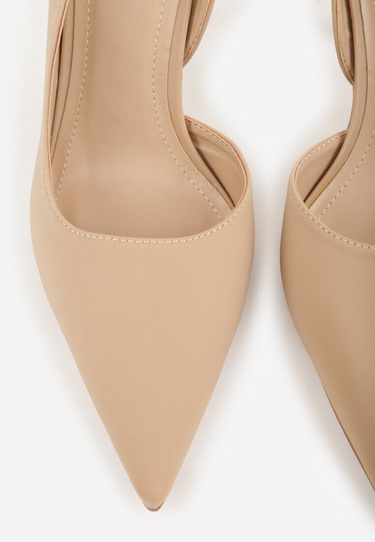 Beżowe Casualowe Sandały na Szpilce Typu Slingback Lamigonia
