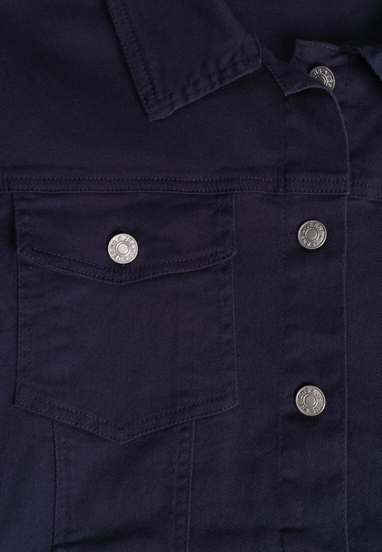 Granatowa Jeansowa Kurtka z Bawełny Perilopei