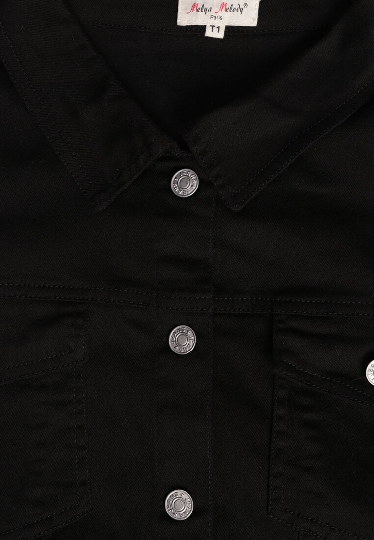 Czarna Jeansowa Kurtka z Bawełny Perilopei