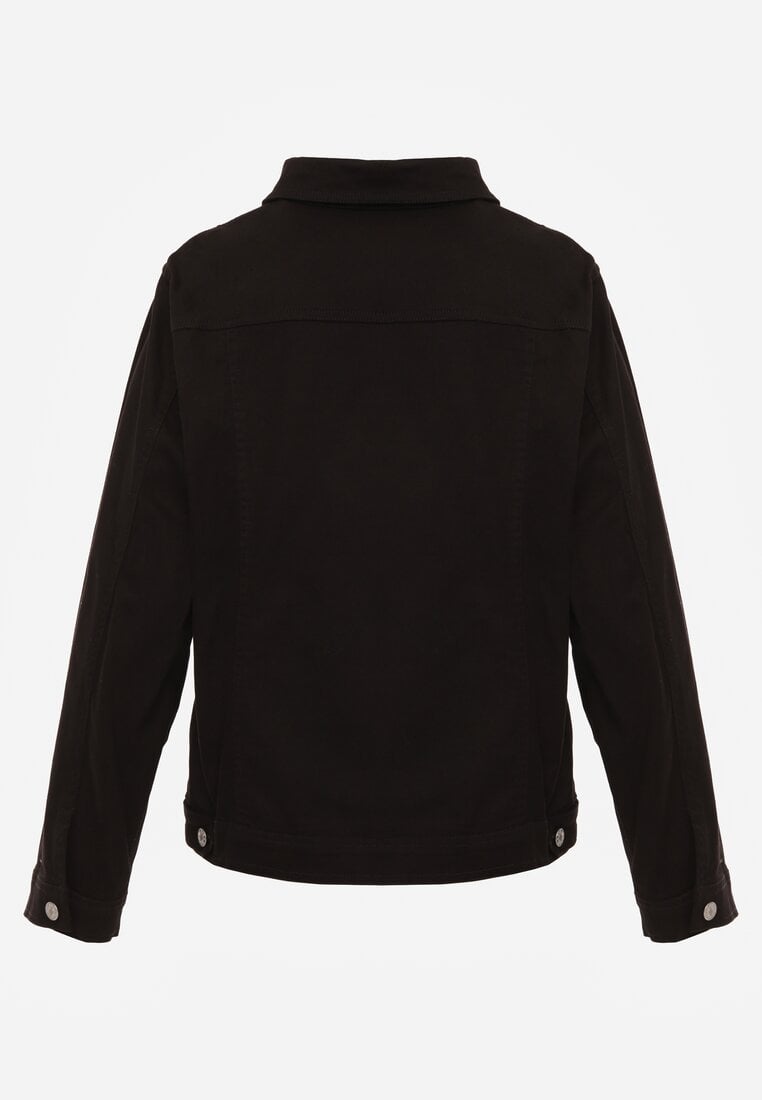 Czarna Jeansowa Kurtka z Bawełny Perilopei