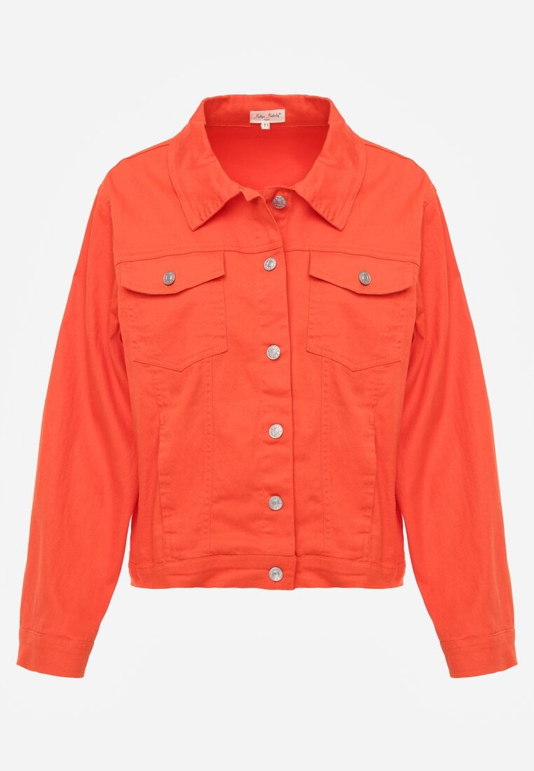 Pomarańczowa Jeansowa Kurtka z Bawełny Perilopei
