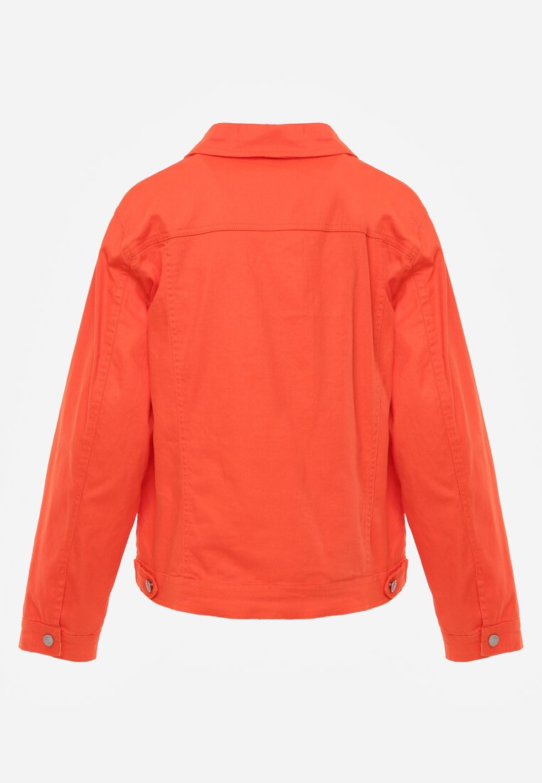 Pomarańczowa Jeansowa Kurtka z Bawełny Perilopei