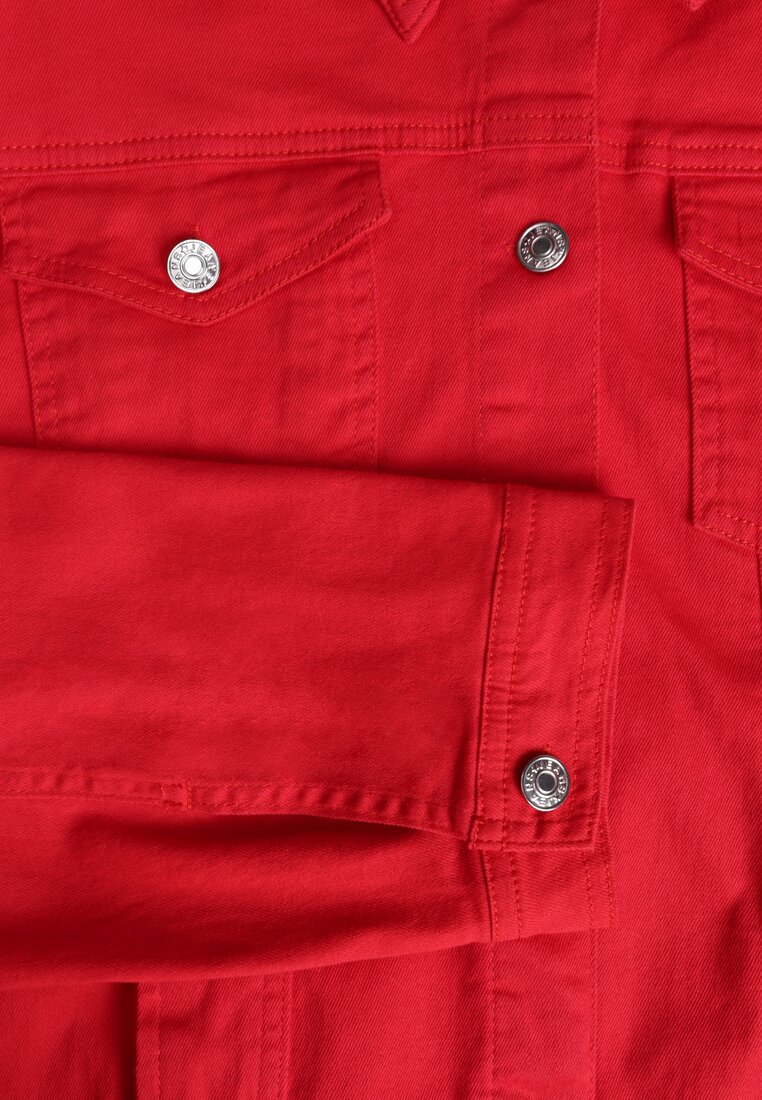 Czerwona Jeansowa Kurtka z Bawełny Perilopei