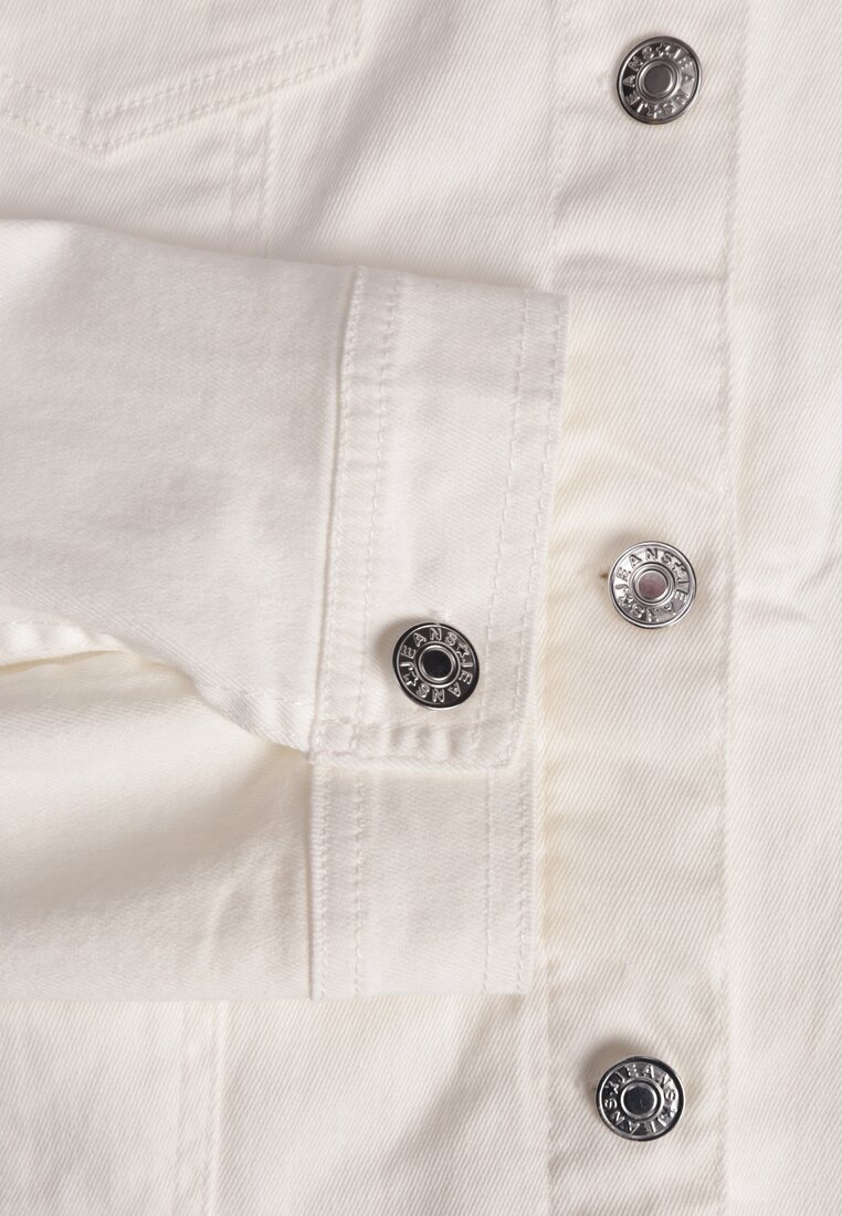 Biała Jeansowa Kurtka z Bawełny Perilopei