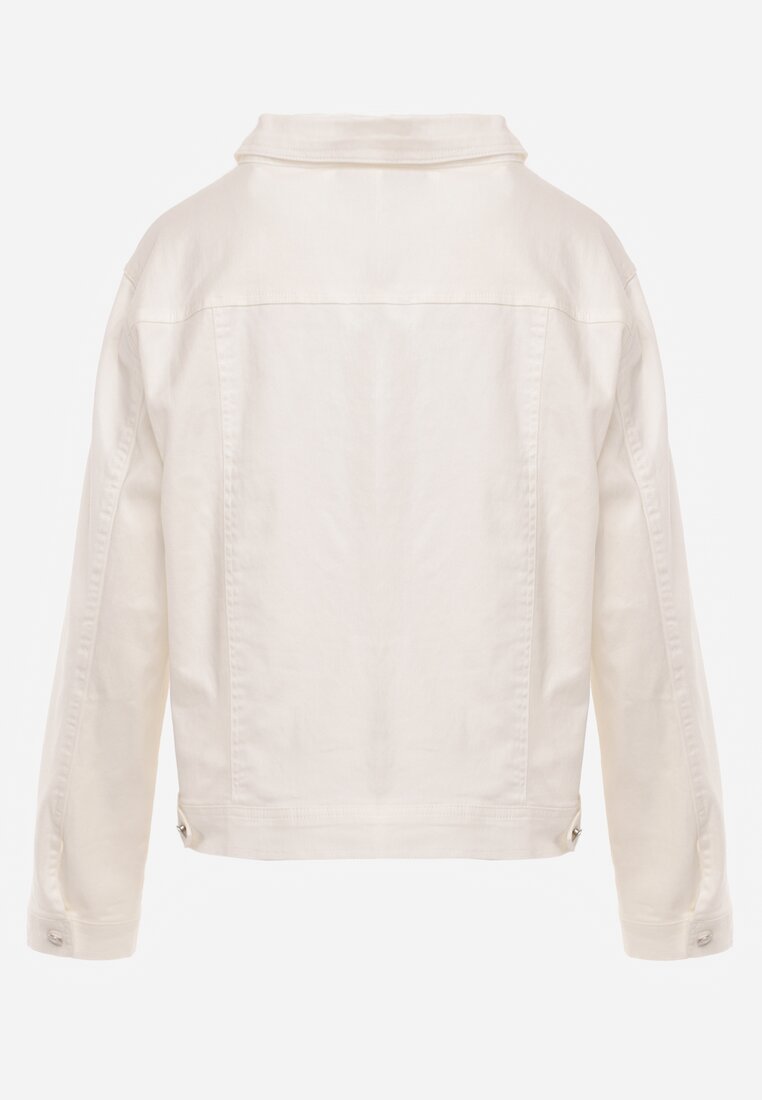 Biała Jeansowa Kurtka z Bawełny Perilopei