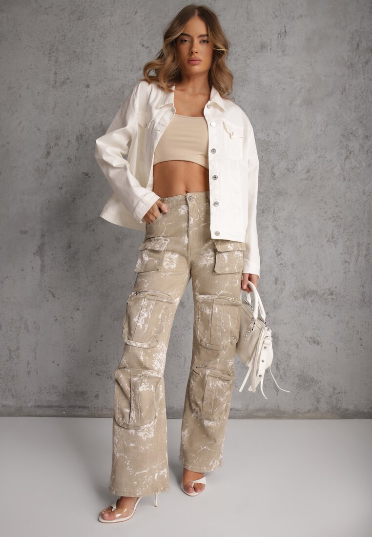 Biała Jeansowa Kurtka z Bawełny Perilopei