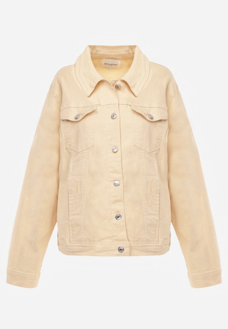 Jasnożółta Jeansowa Kurtka z Bawełny Perilopei