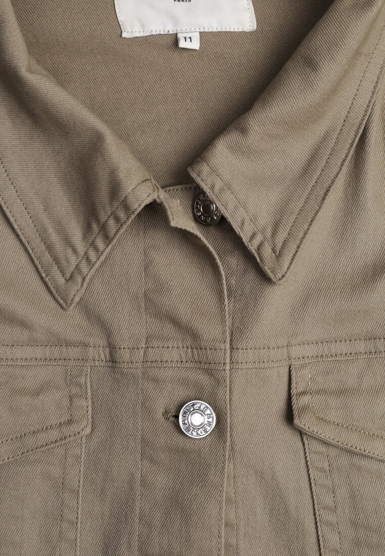 Ciemnobeżowa Jeansowa Kurtka z Bawełny Perilopei