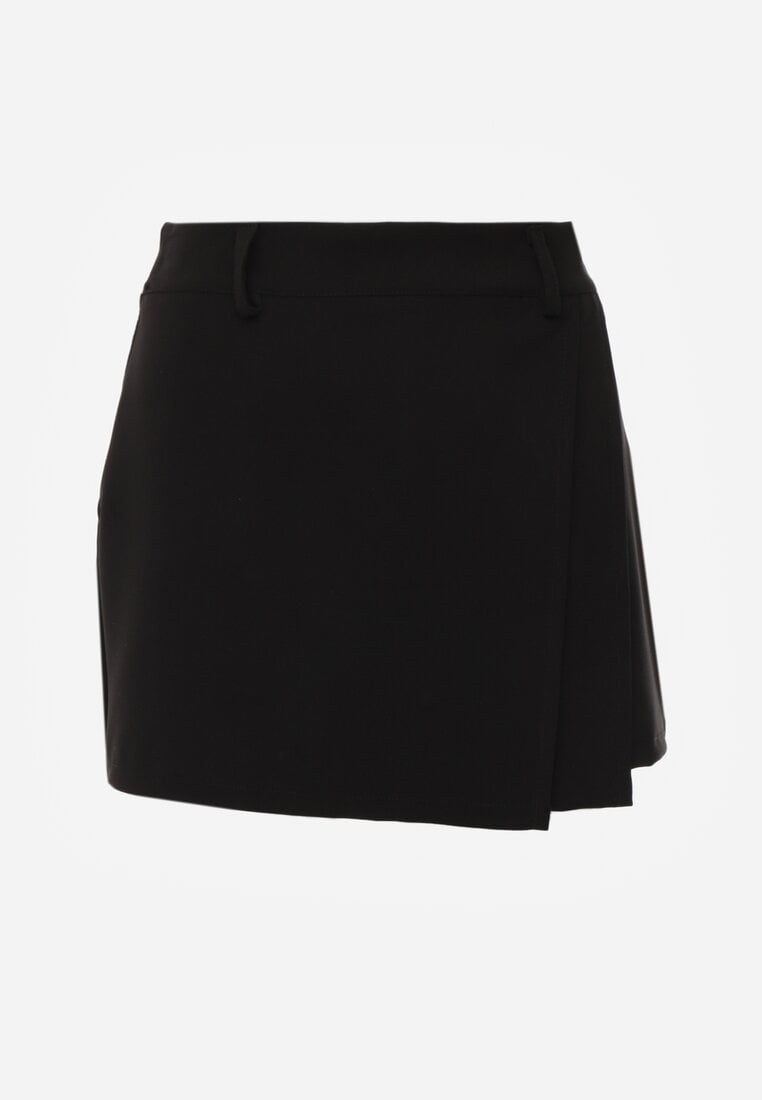 Czarne Asymetryczne Eleganckie Spódnico-Szorty High Waist Tinetha