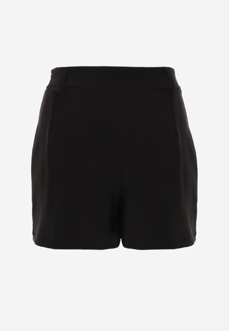 Czarne Asymetryczne Eleganckie Spódnico-Szorty High Waist Tinetha