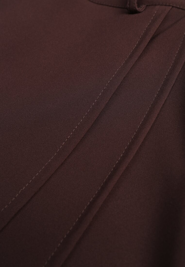 Brązowe Asymetryczne Spódnico-Szorty High Waist Tinetha