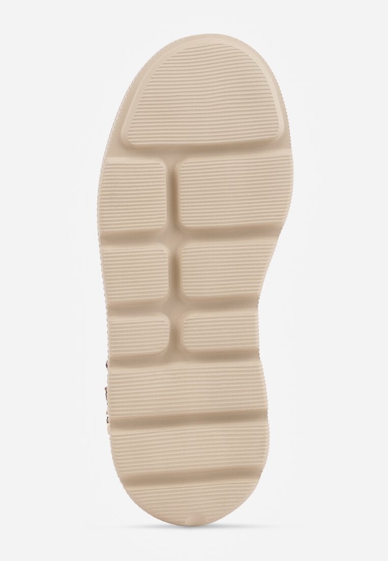 Brązowe Perforowane Sneakersy ze Skóry Naturalnej na Platformie i Koturnie Risyla