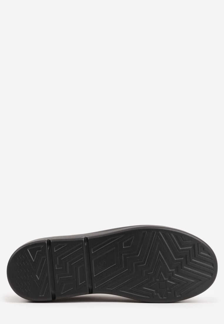 Czarne Skórzane Sneakersy na Koturnie Ozdobione Metalicznymi Aplikacjami Acaledice