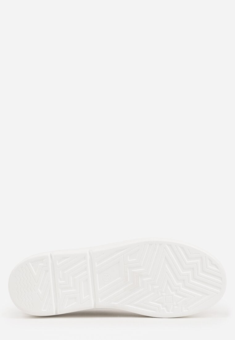 Białe Skórzane Sneakersy na Koturnie Ozdobione Metalicznymi Aplikacjami Acaledice